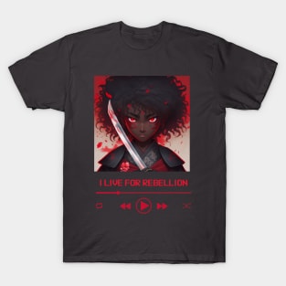 Rebel Soundtrack: Black Anime Character Crop Tee T-Shirt